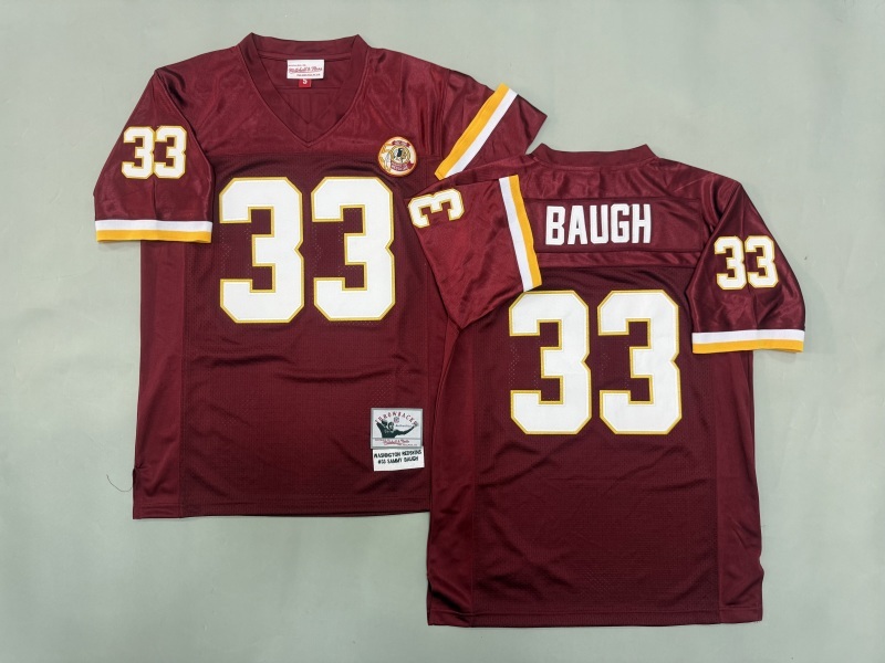 Men 2025 Washington Redskins 33 Baugh red Throwback Limited NFL Jersey style 001